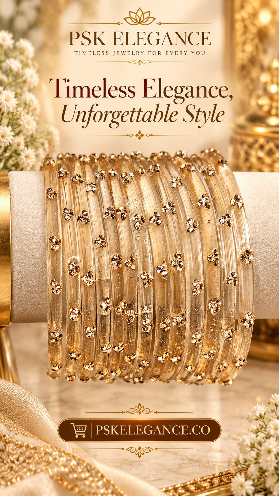 Champagne Gold Crystal Bangles