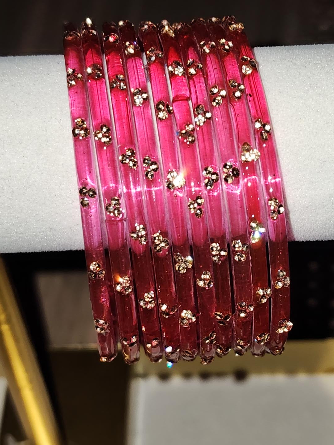 Hot Pink Sparkle Glass Bangles