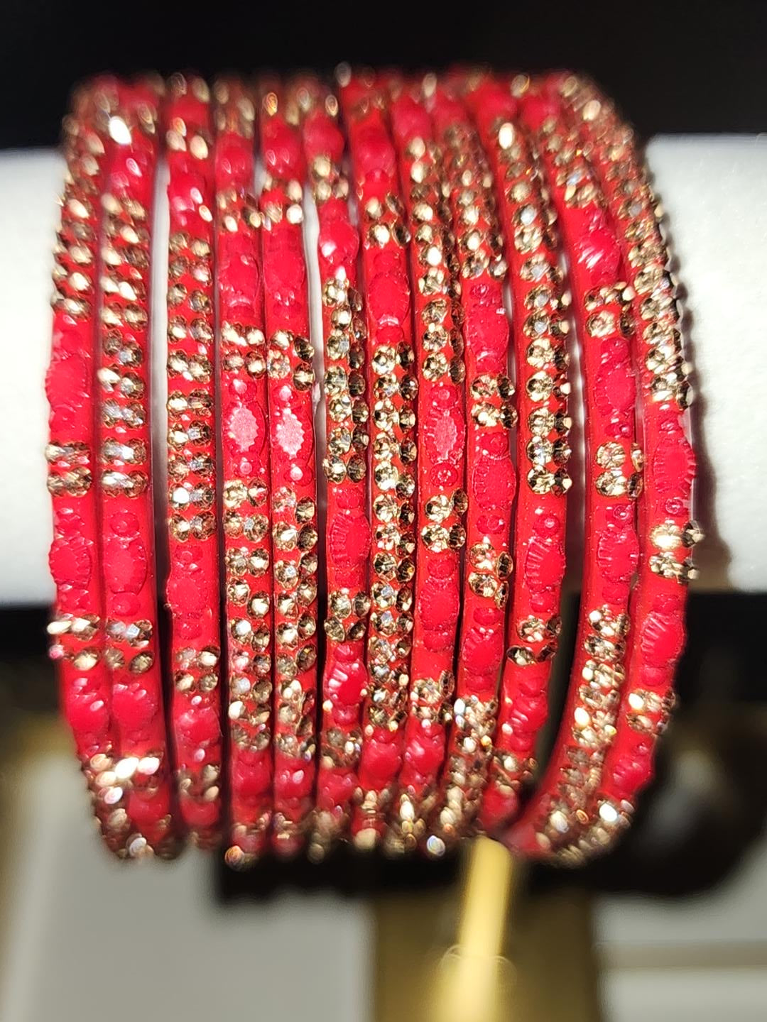 Red Textured Rhinestone Bangles – PSK ELEGANCE