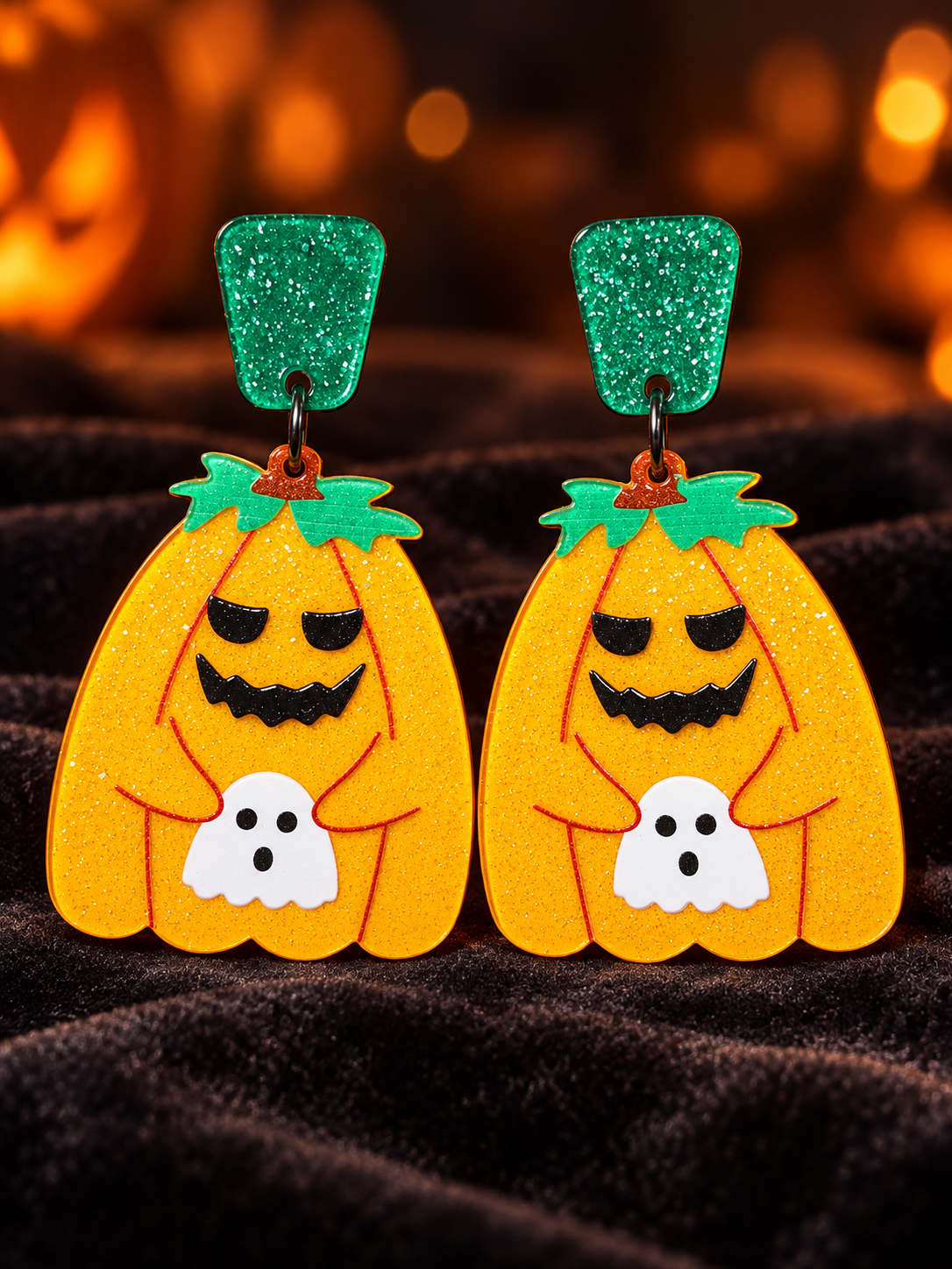 Pumpkin & Ghost Dangle Earrings
