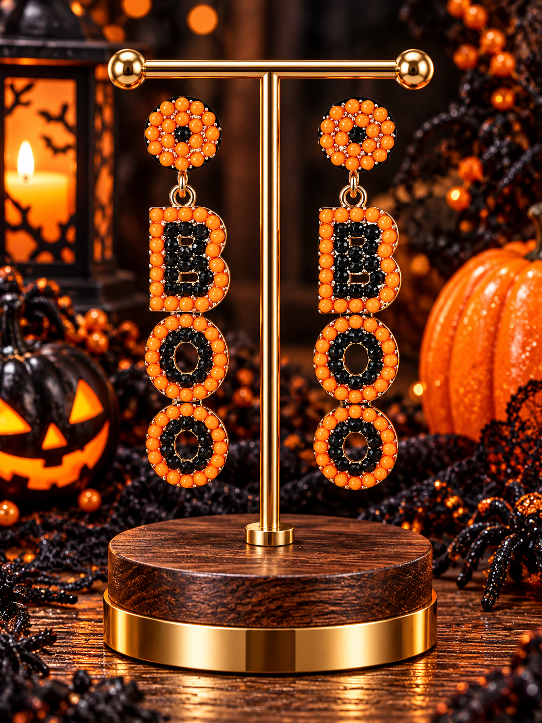 Orange & Black Statement Earrings