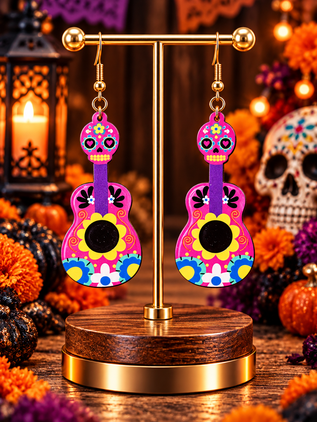 Pink Sugar Skull Guitar Dangle