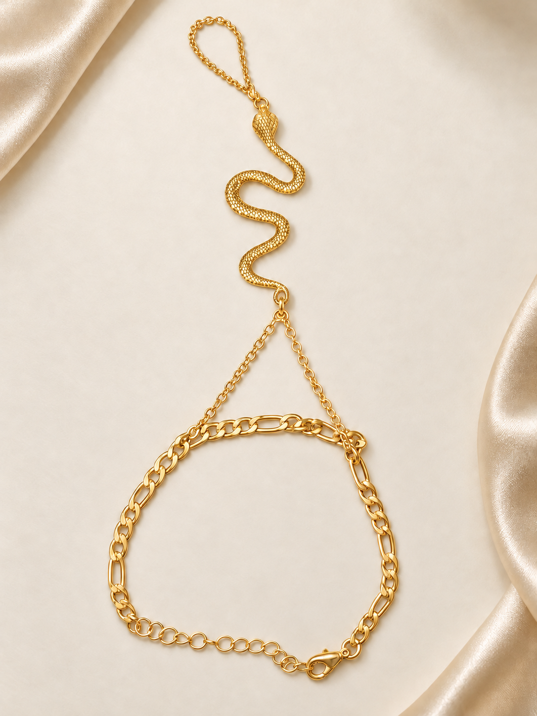 Gold-Tone Snake Hand Chain Bracelet