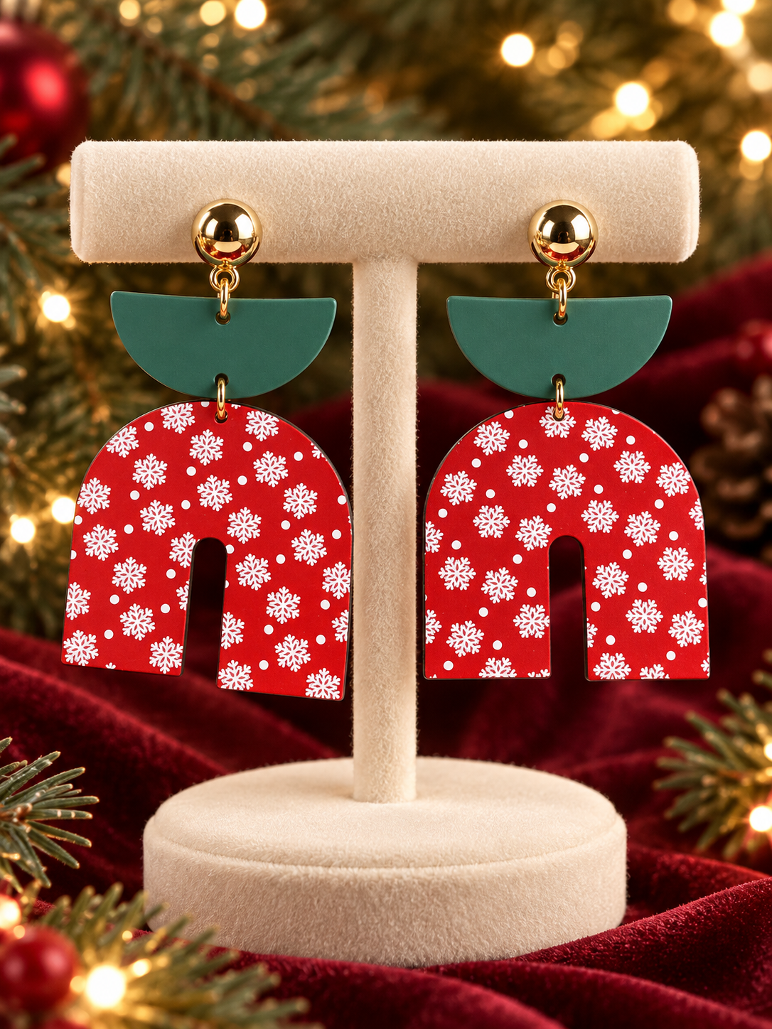 Christmas Snowflake Arch Dangle Earrings