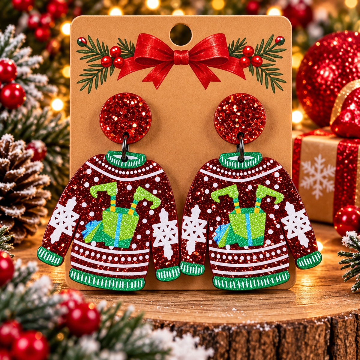Glitter Ugly Christmas Sweater Earrings