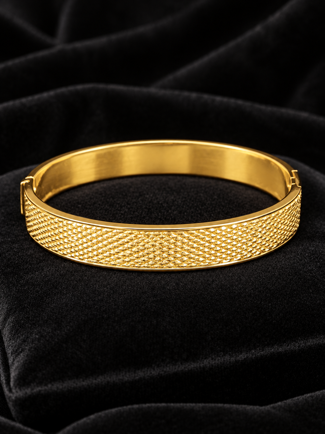 Gold-Tone Textured Bangle Bracelet