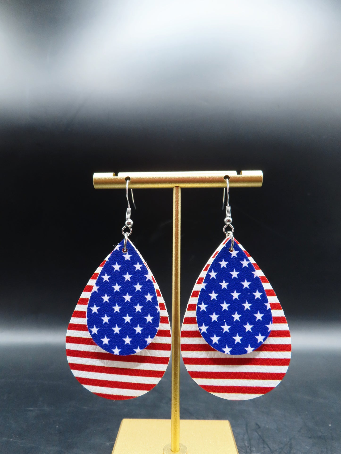 USA Flag Raindrop Earrings