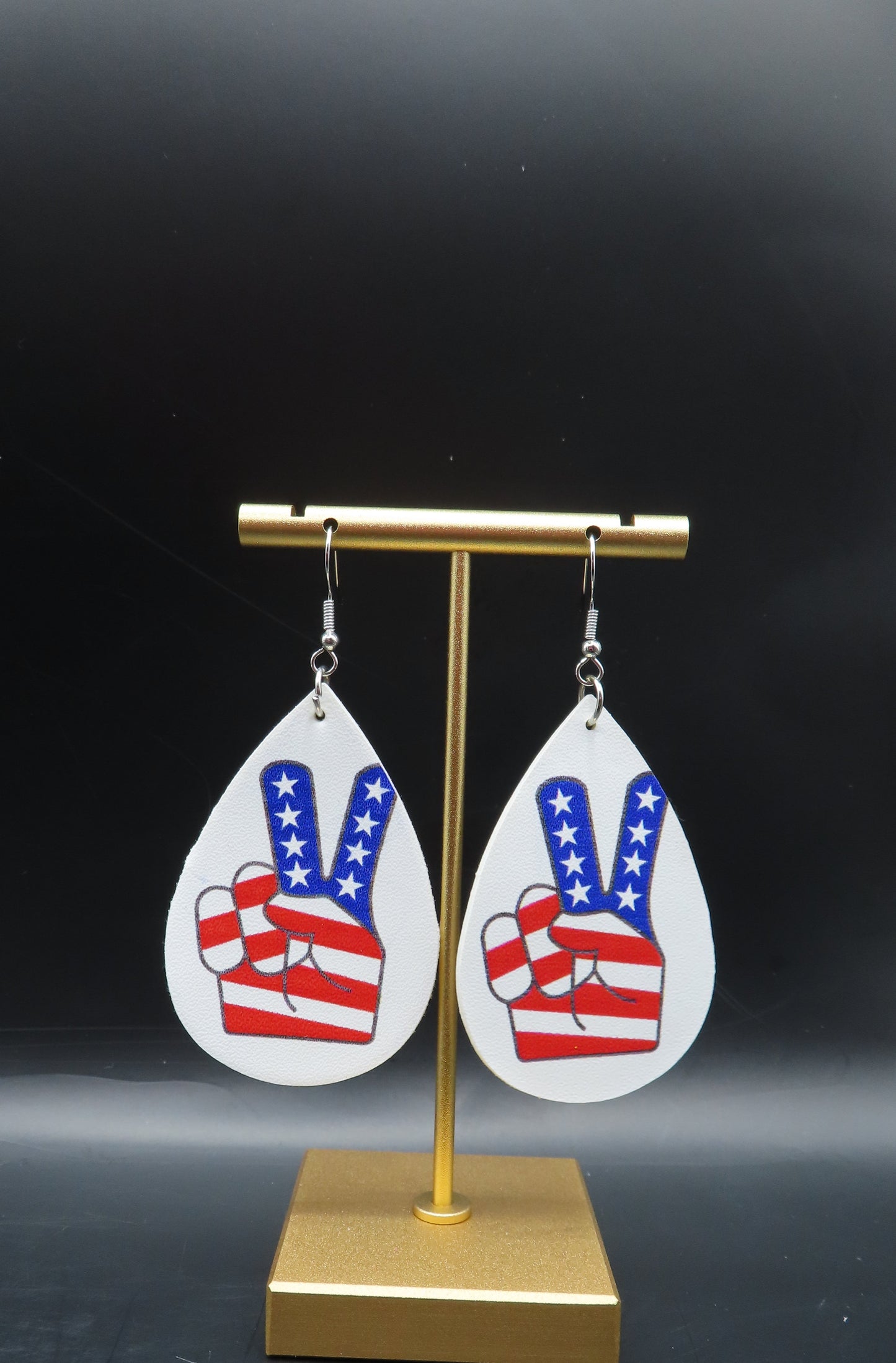 Fourth of July Peace Round Earrings
