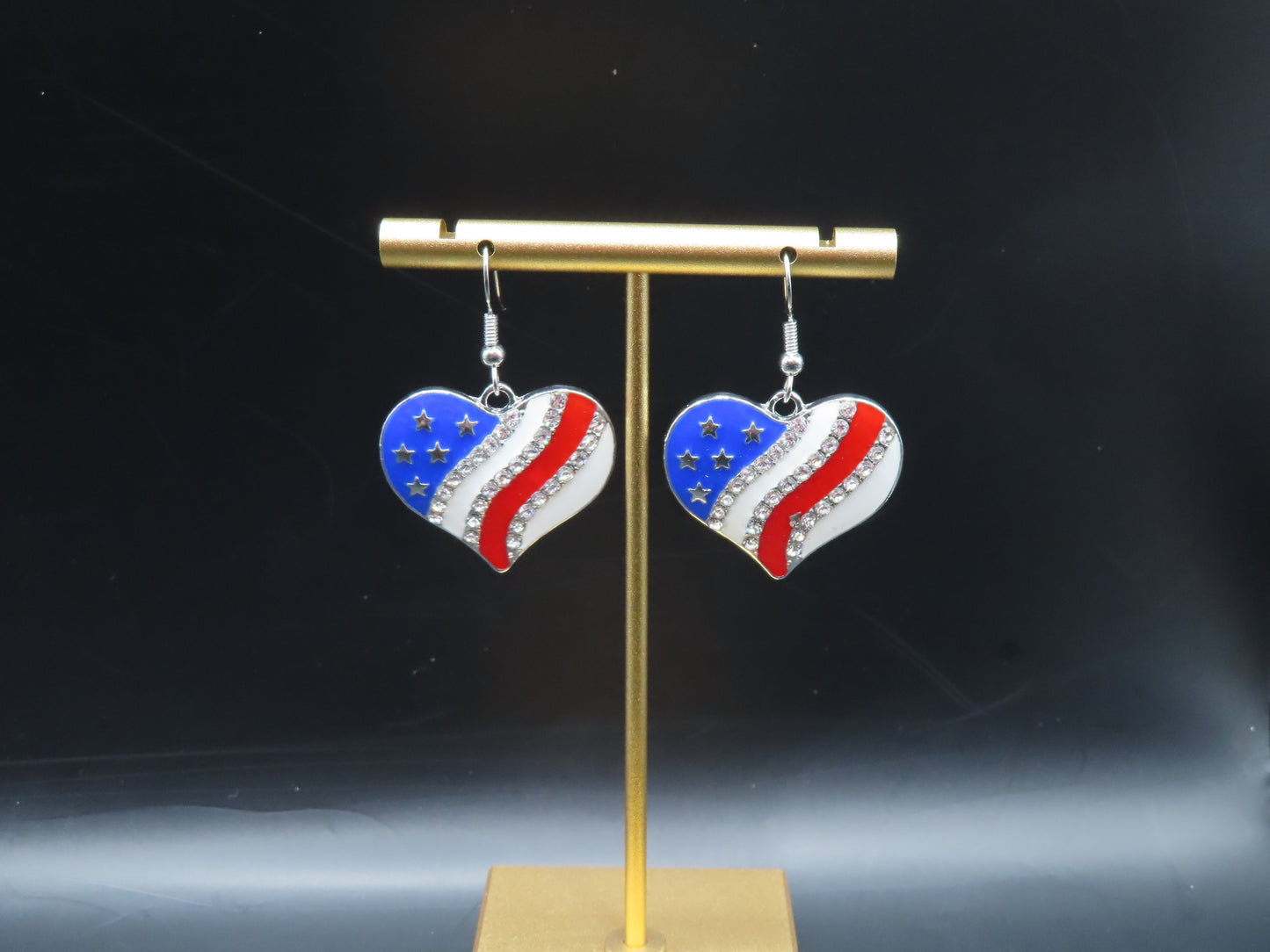 Fourth of July Heart Bling Earrings