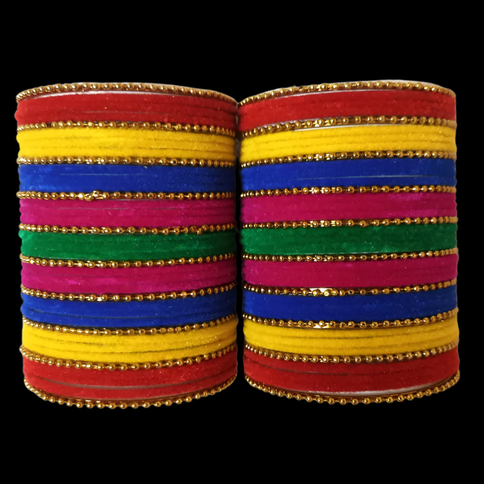 Gold Plated Velvet Bangles Set