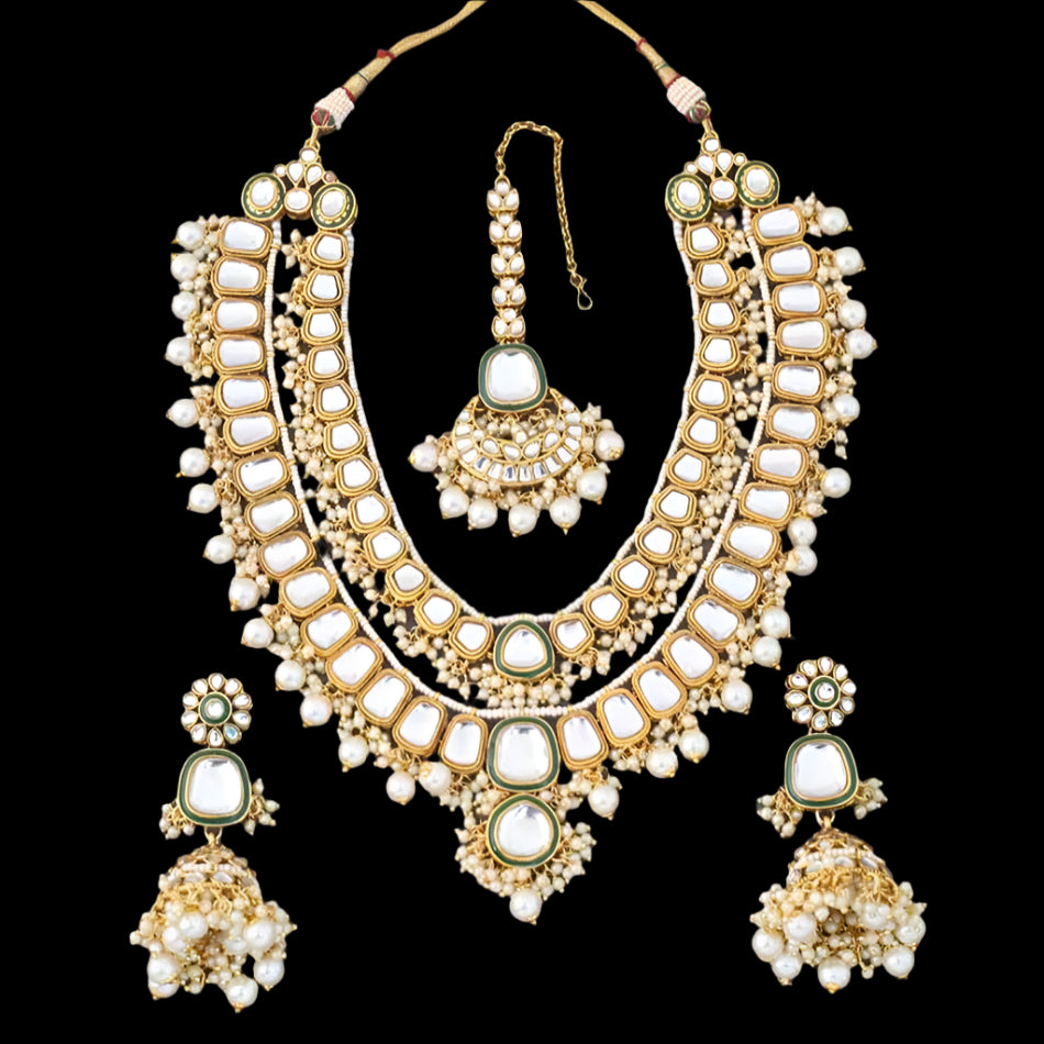 Gold Plated Kundan Stone Necklace Set