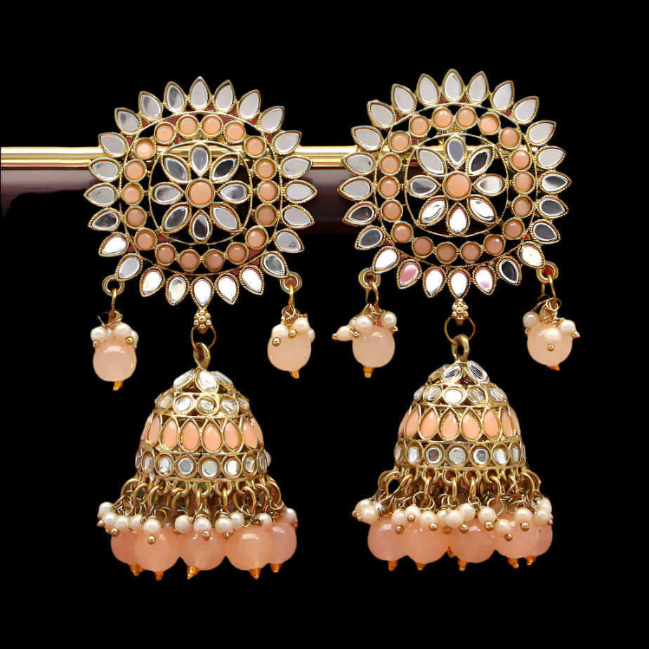 Peach Color Mirror Earrings