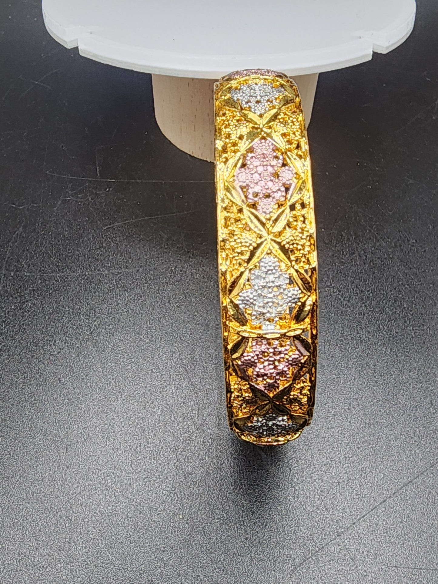 PSK ELEGANCE Multicolor Textured Gold Statement Bangle ✨