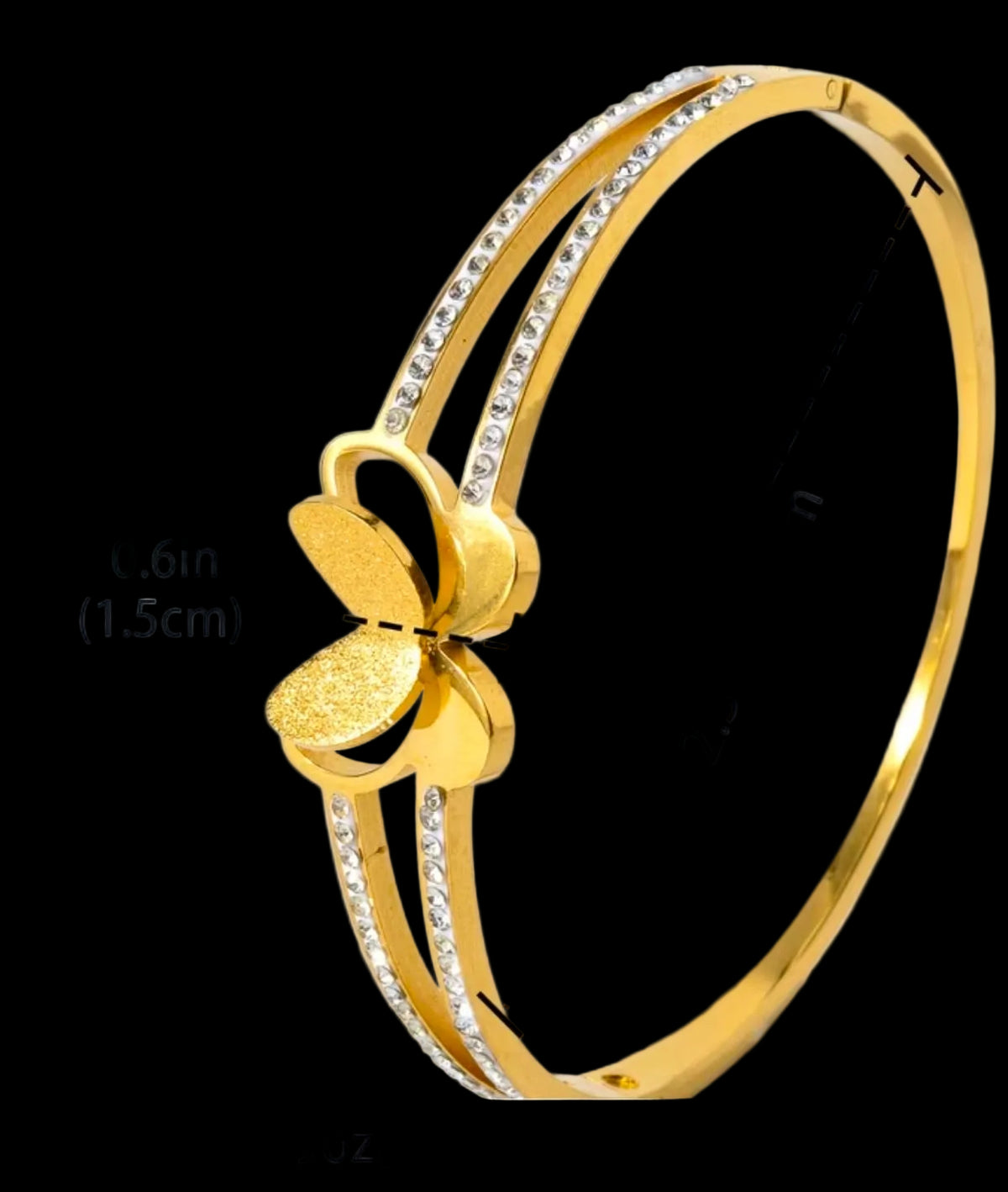 Gold-Tone Butterfly Crystal Cuff Bracelet – Elegant Statement Jewelry