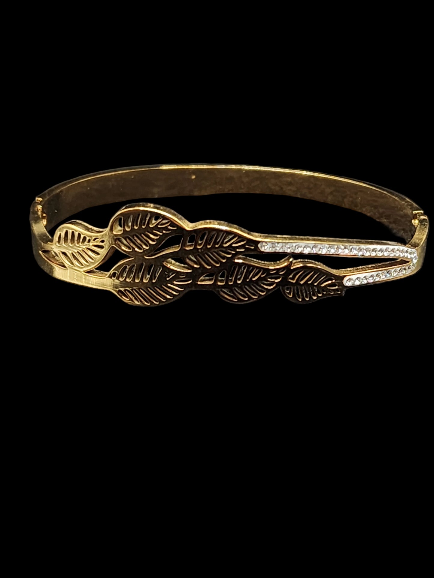 PSK ELEGANCE Leaf Crystal Gold Bangle ✨