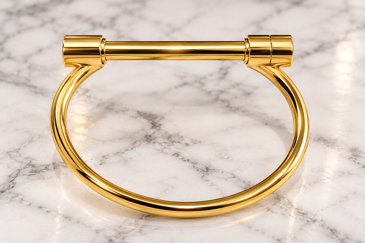 Gold-Tone Minimalist Bar Cuff Bracelet