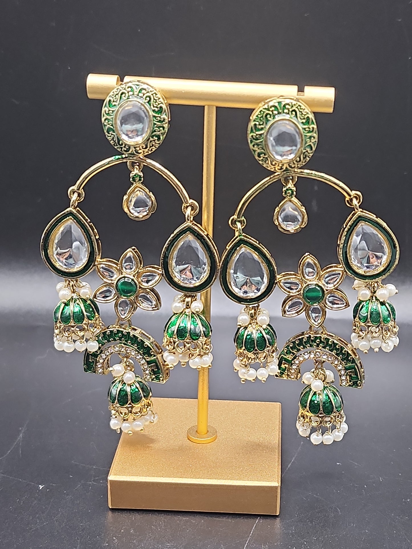 Emerald Royal Jhumka Statement Earrings