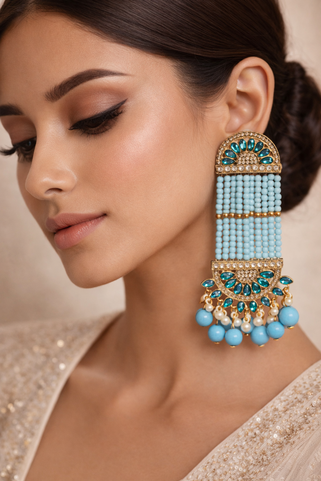 BLUE GOLD JHUMKAS