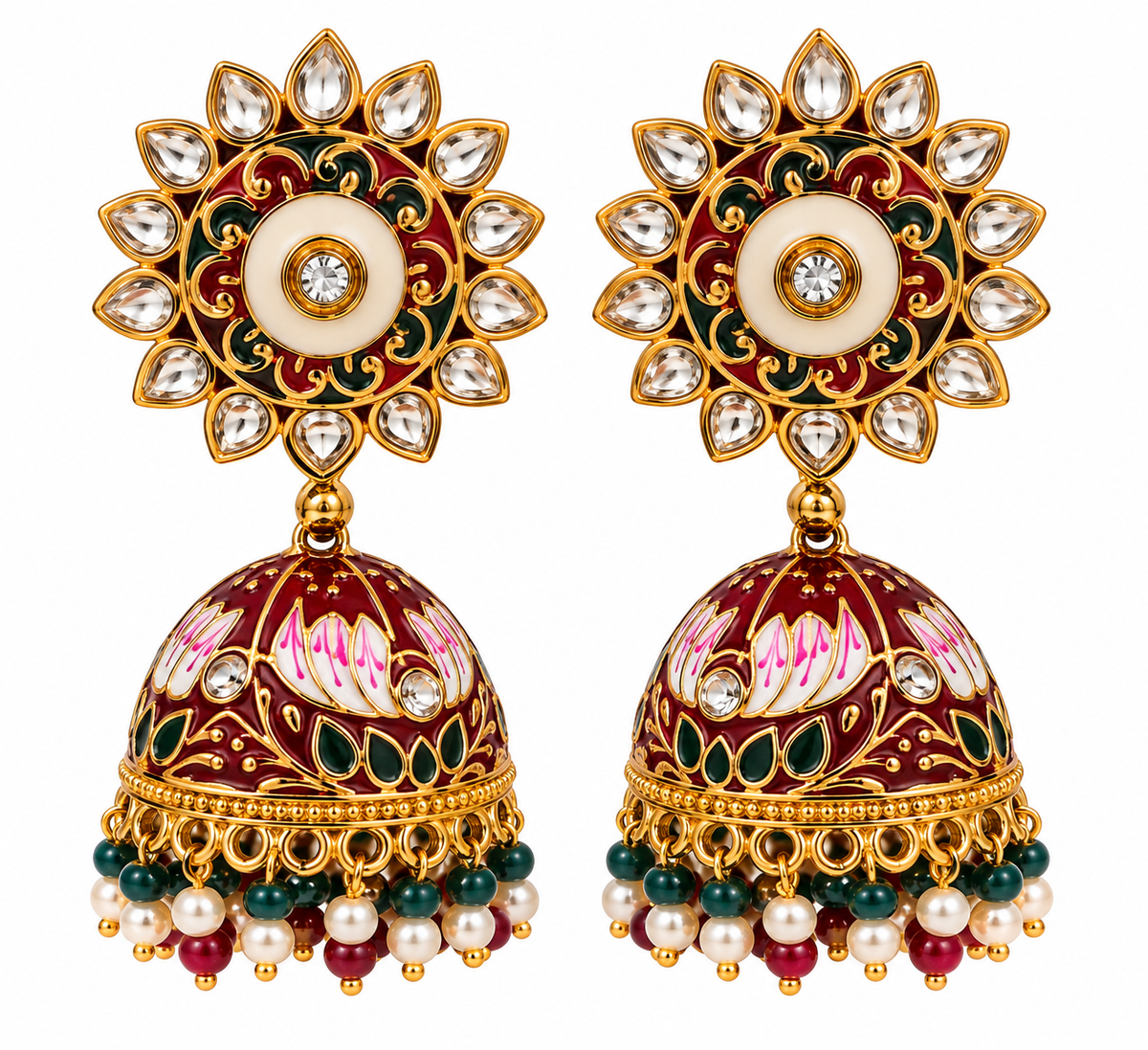 Meenakari Jhumka Earrings | Traditional Indian Statement Jewelry
