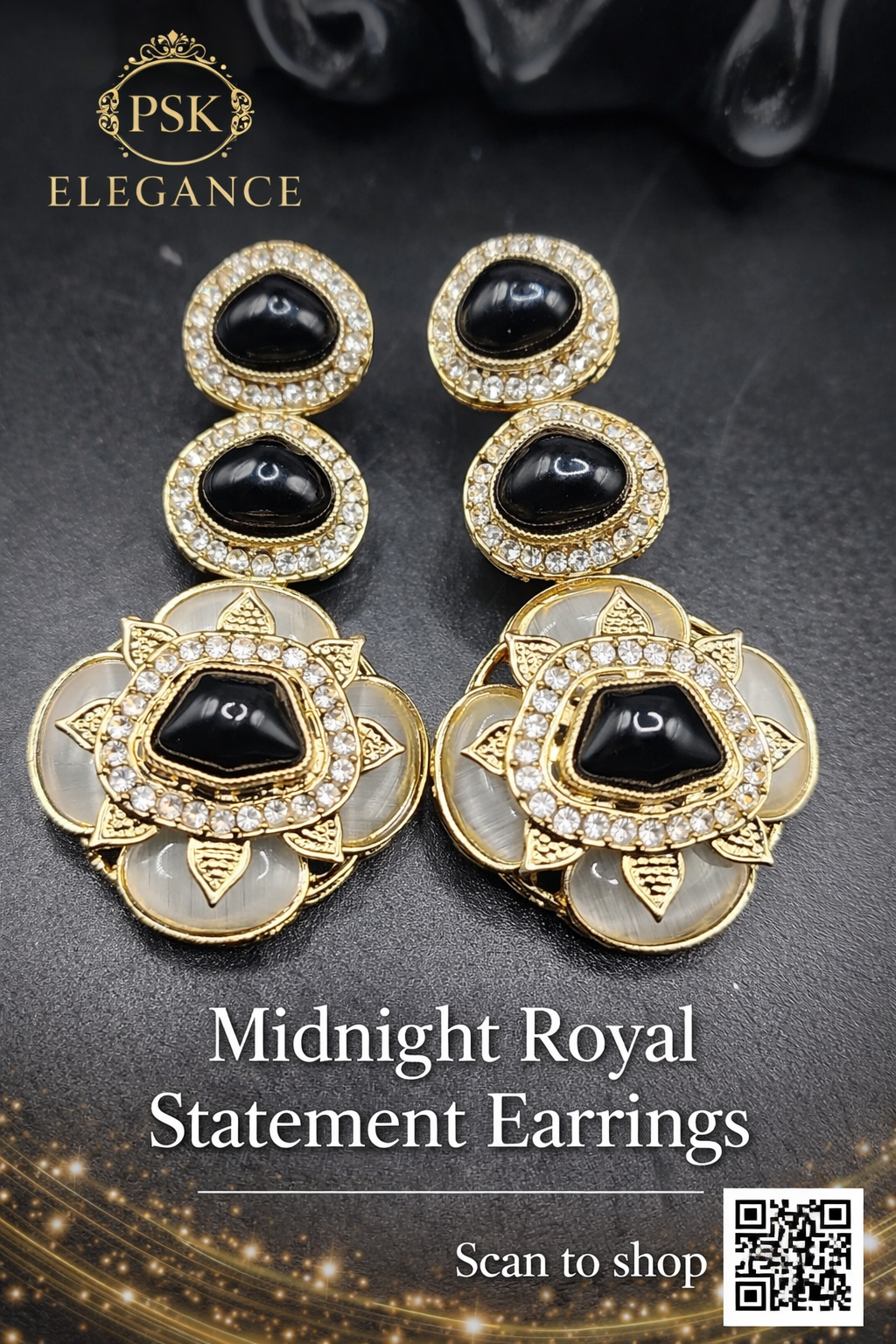 Midnight Royal Statement Earrings