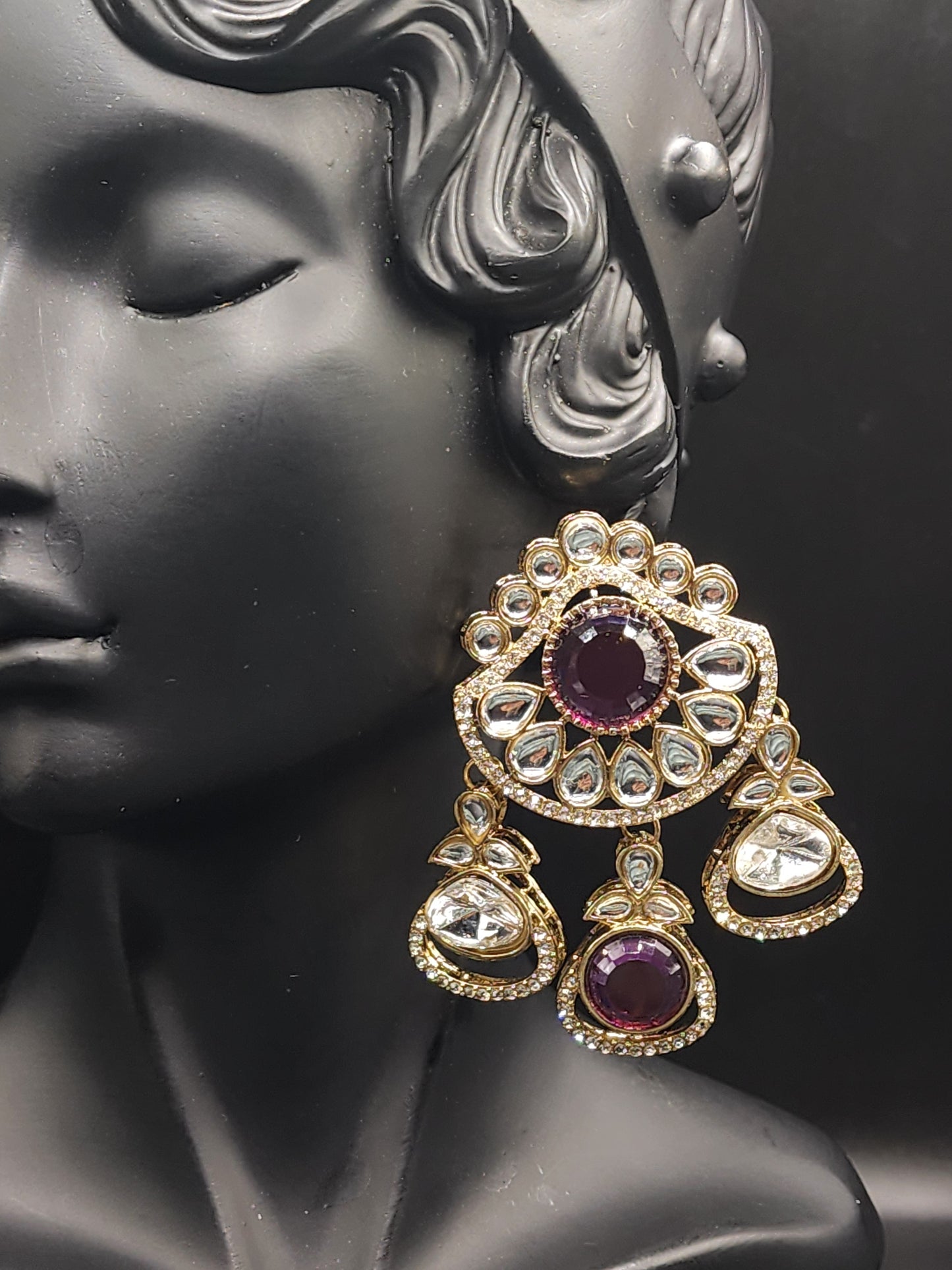 Royal Purple Kundan Earrings