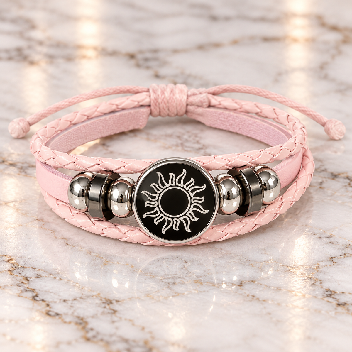 Handcrafted Elegant Blush Pink Sun Bracelet