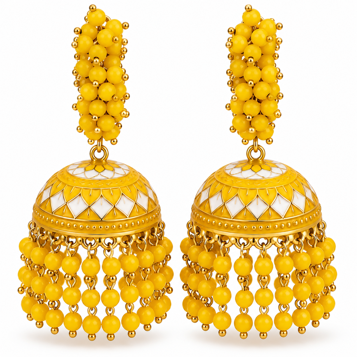 Golden Yellow Jhumka Earrings