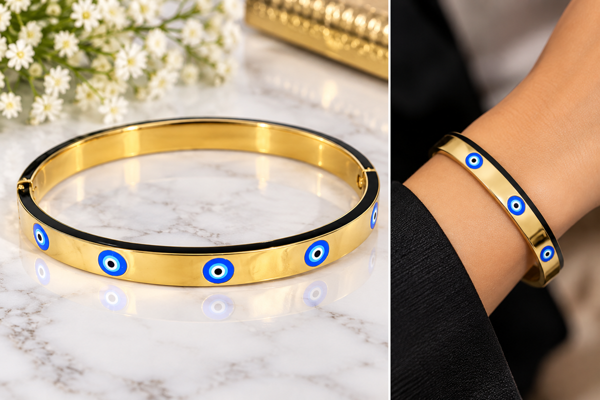 PSK ELEGANCE — Evil Eye Gold-Tone Bangle
