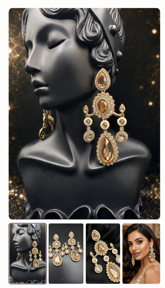 Champagne Glow Statement Chandbalis