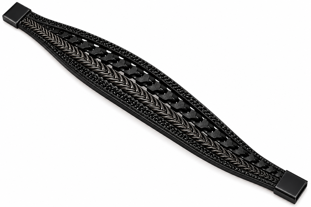 Men's Black Multi-Layer PU Leather Bracelet – PSK ELEGANCE
