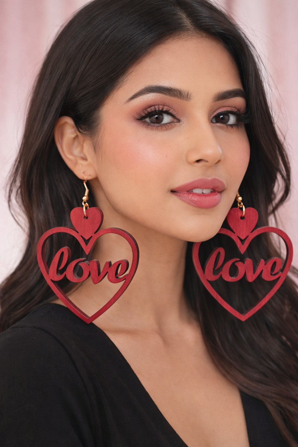 Love Script Heart Statement Earrings