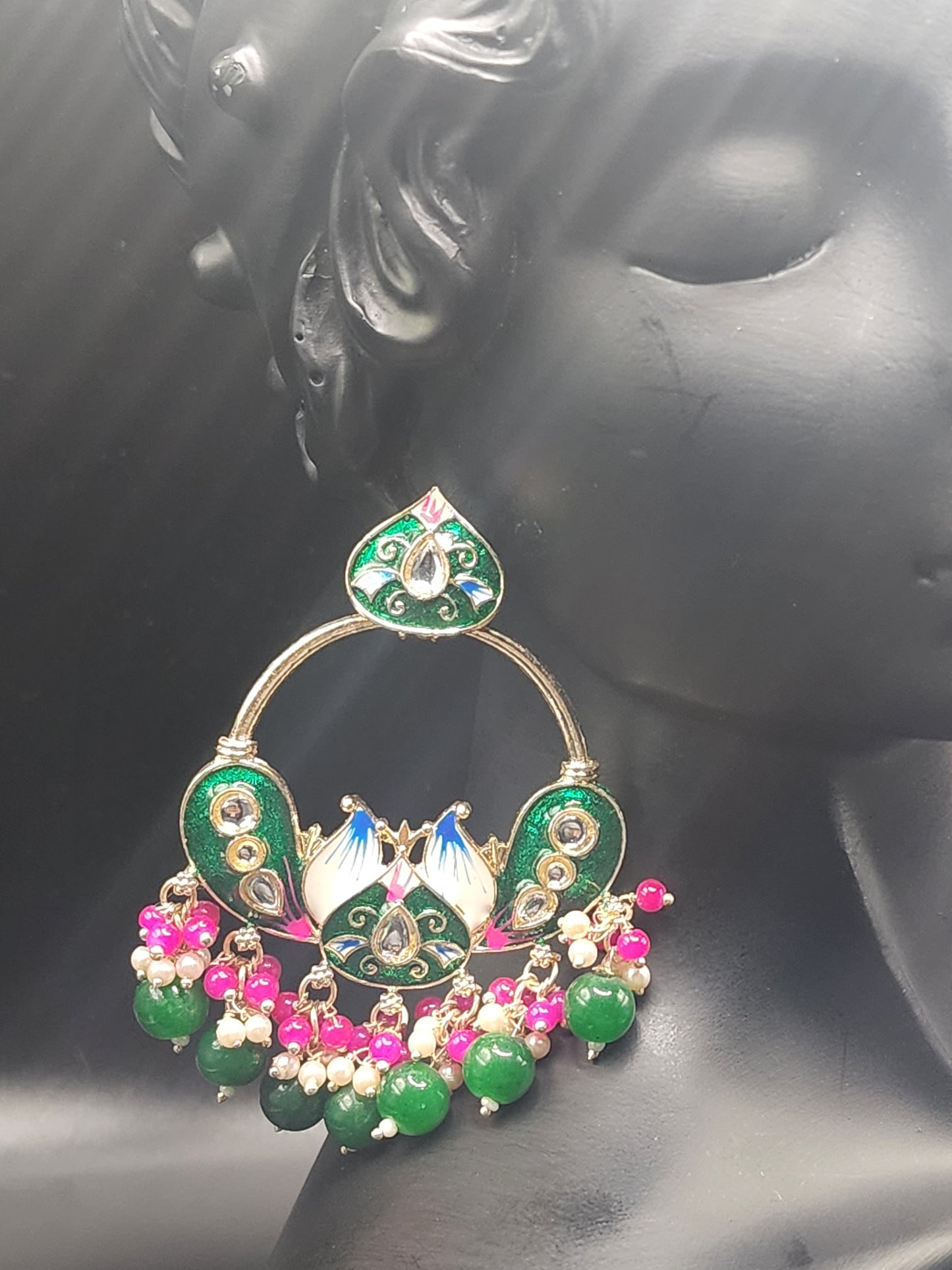 Emerald Bloom Chandbali Earrings 💚