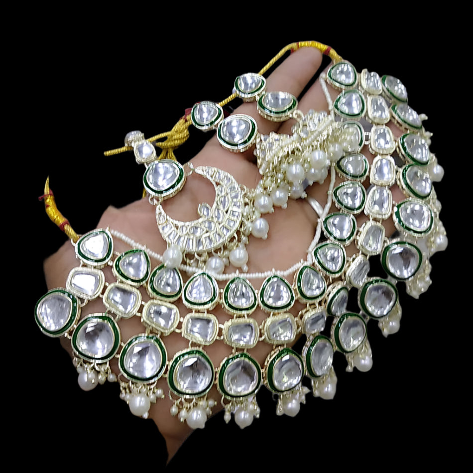 Gold Plated Kundan Necklace Set
