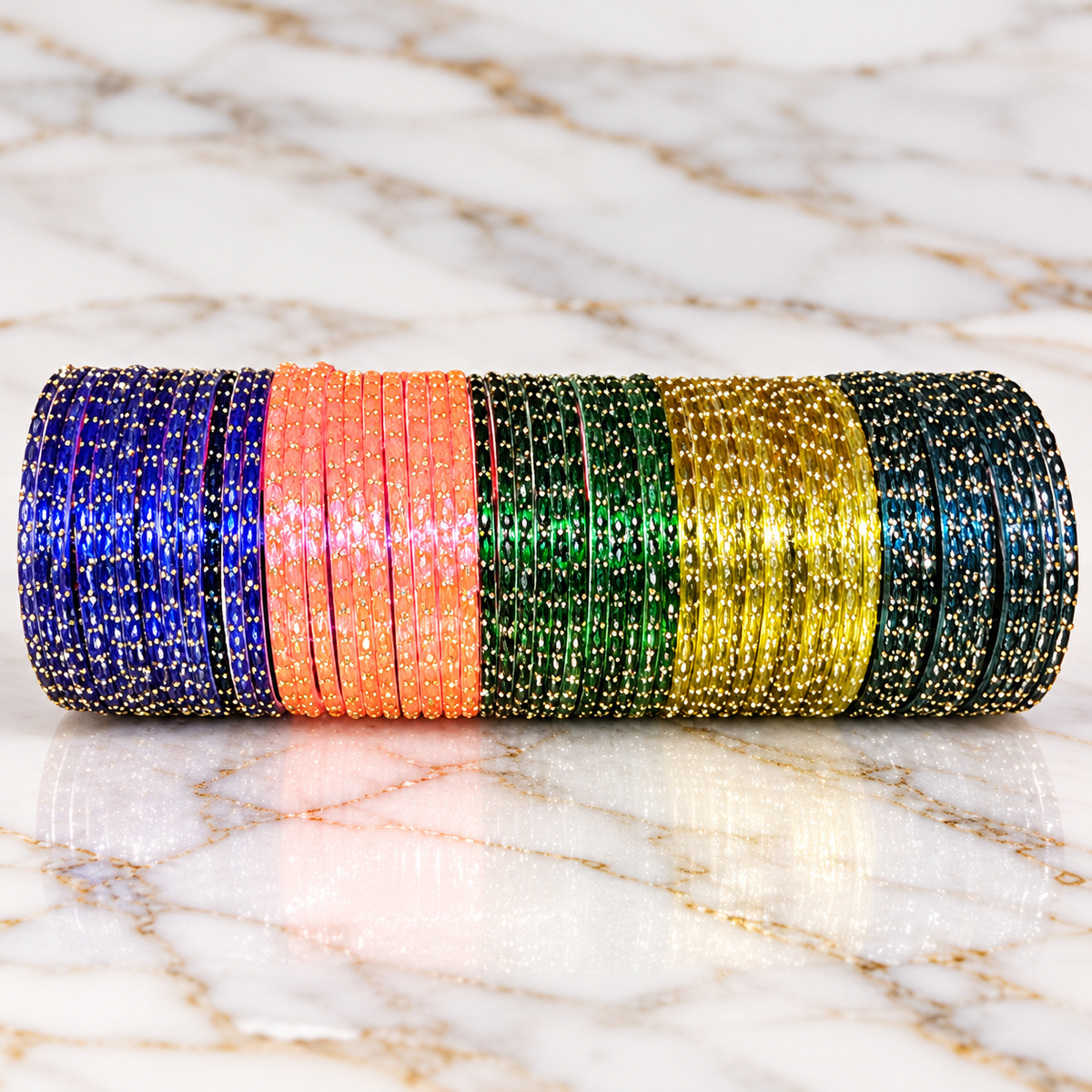 Multicolor Embellished Glass Bangles –