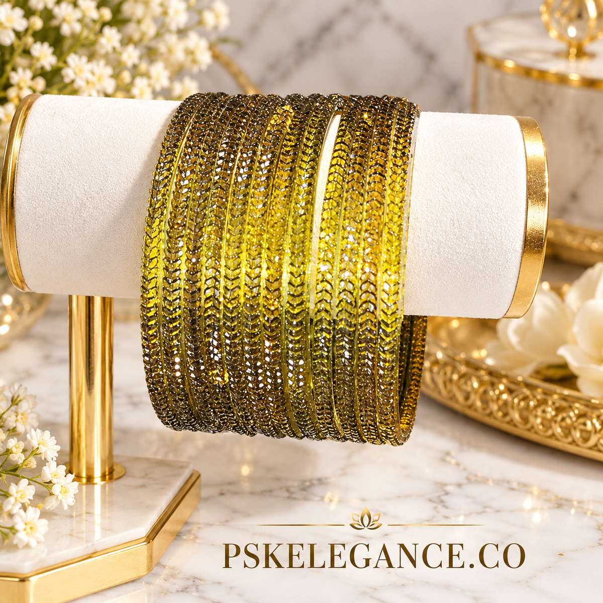Glitter Glass Bangles – Traditional Sparkle | PSK ELEGANCE