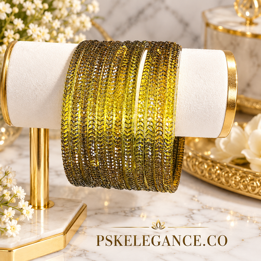 Glitter Glass Bangles – Traditional Sparkle | PSK ELEGANCE