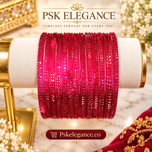 Ruby-pink-sparkle-glass-bangle