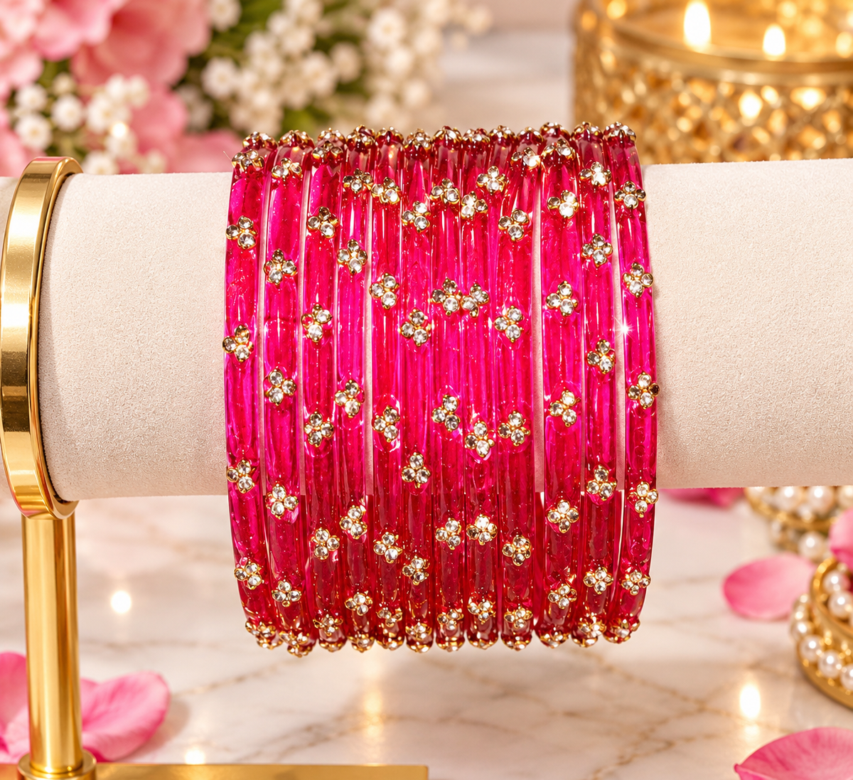 Hot Pink Glass Bangles