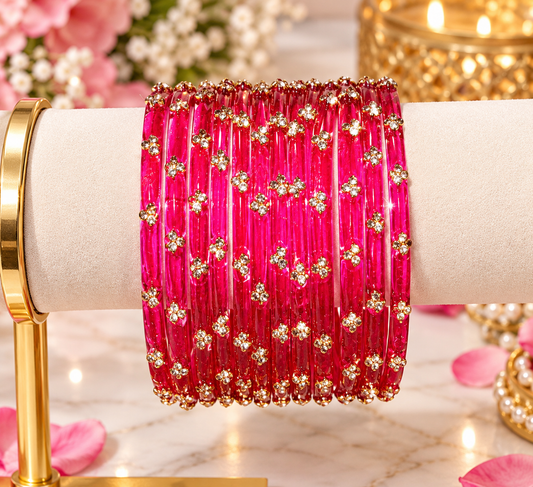 Hot Pink Glass Bangles