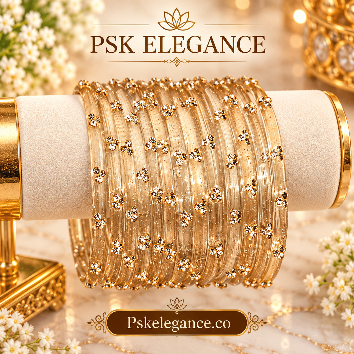Champagne Gold Crystal Bangles