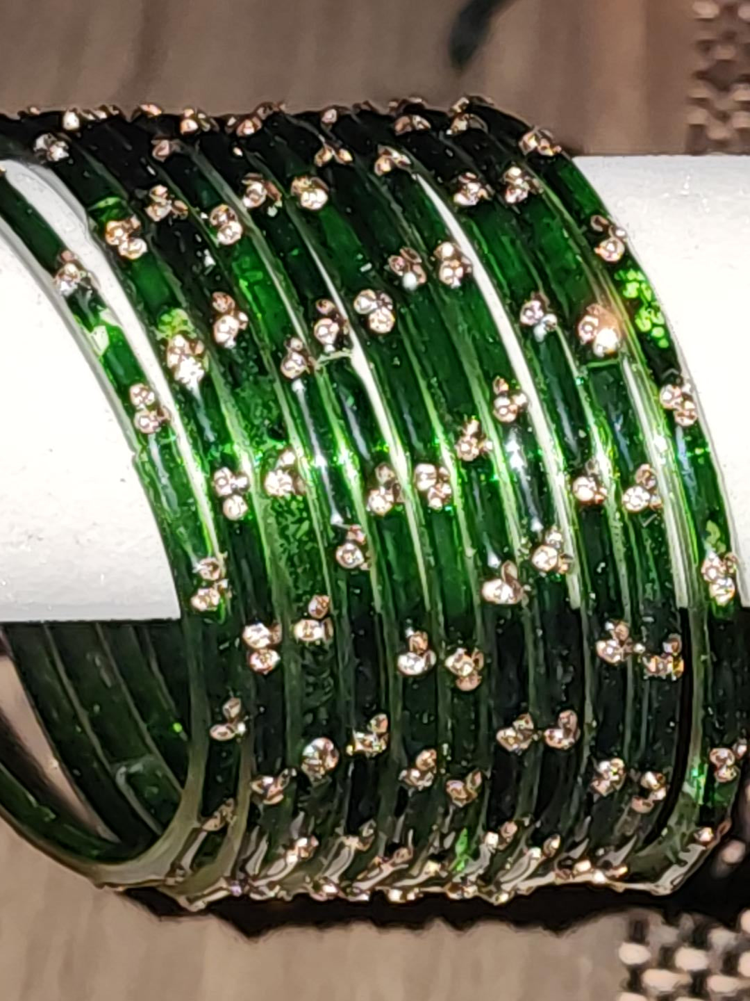 Emerald Green Sparkle Glass Bangles