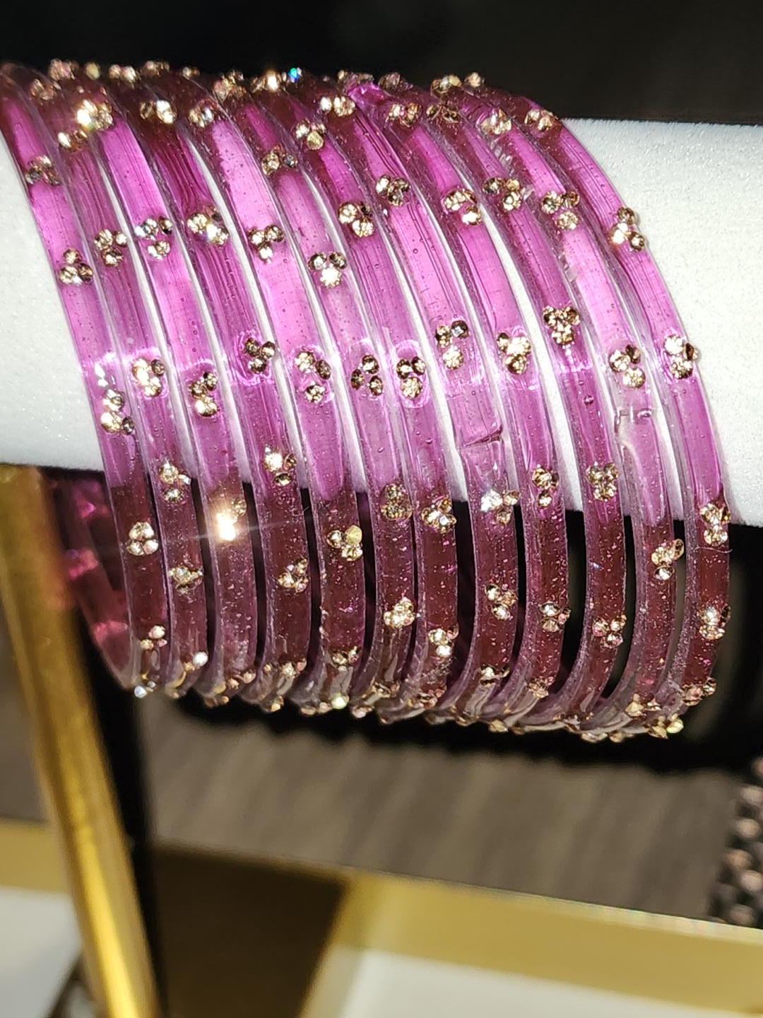 Mauve-pink-gold-floral-glass-bangles