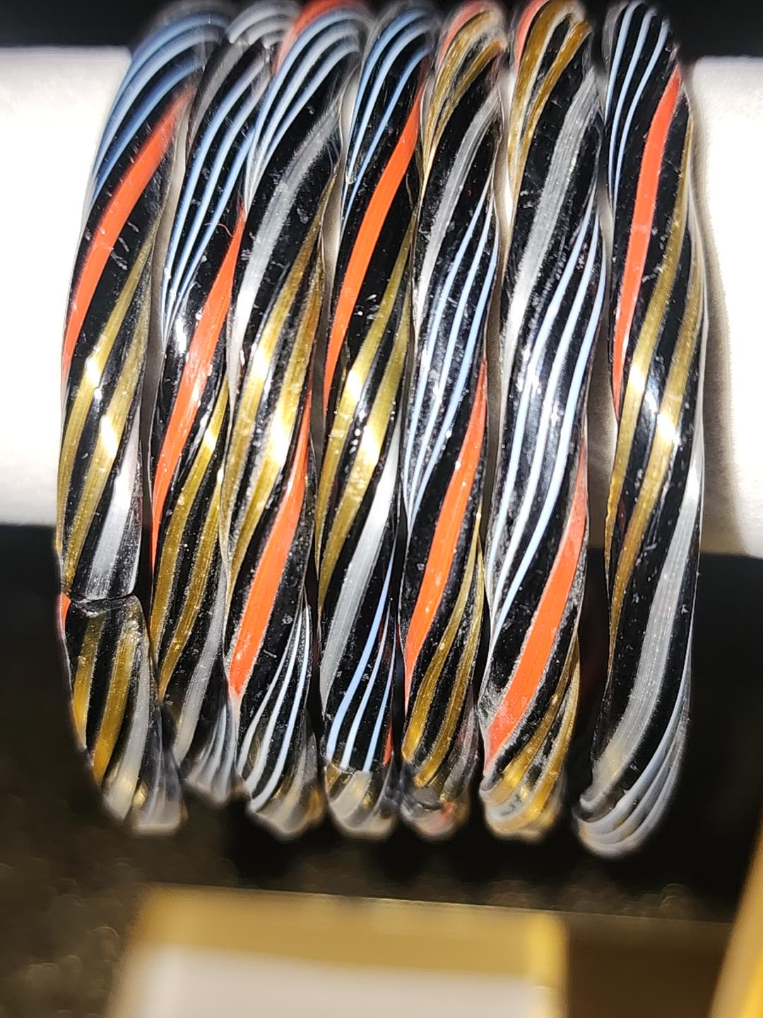 Black  Multicolor Twisted Glass Bangles