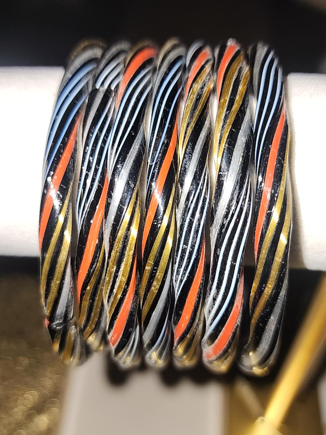 Black  Multicolor Twisted Glass Bangles