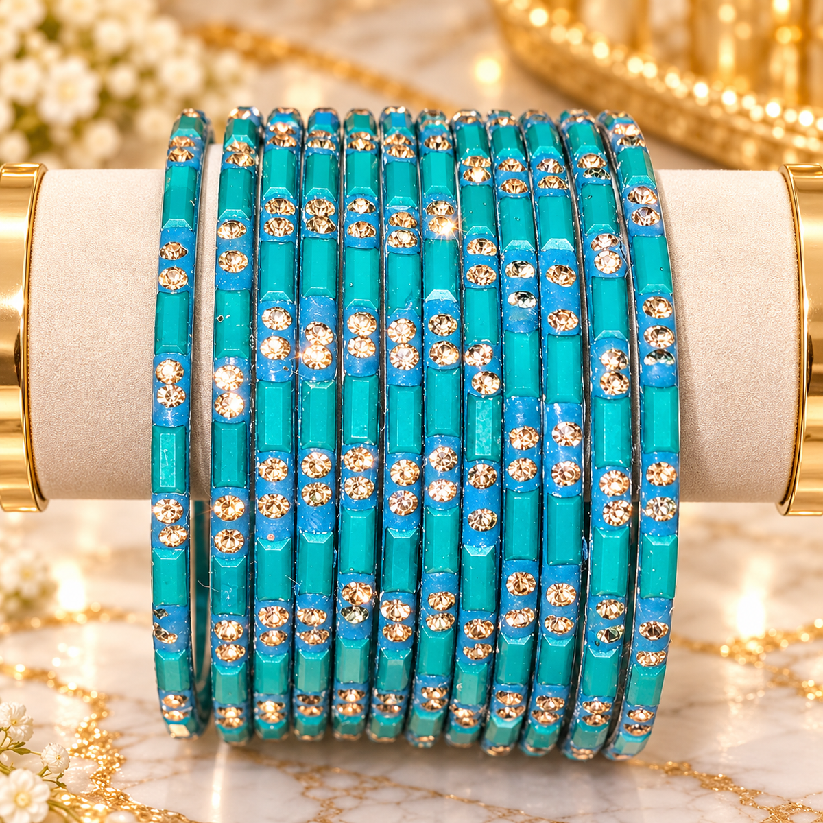 Turquoise Blue Glass Bangles