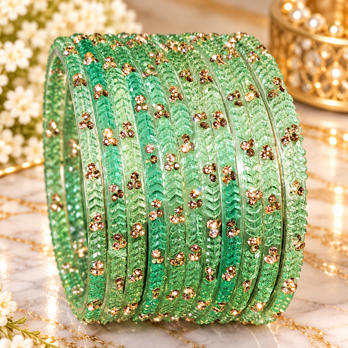 Mint green bangles