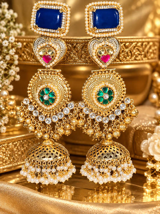Royal Blue & Emerald Green Statement Jhumka
