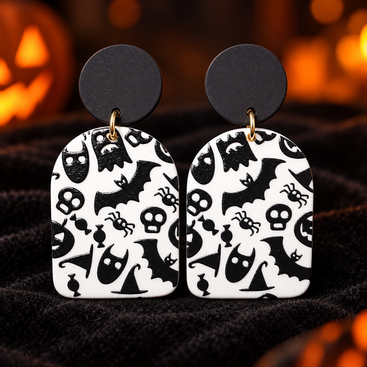 Black & White Halloween Dangle Earrings