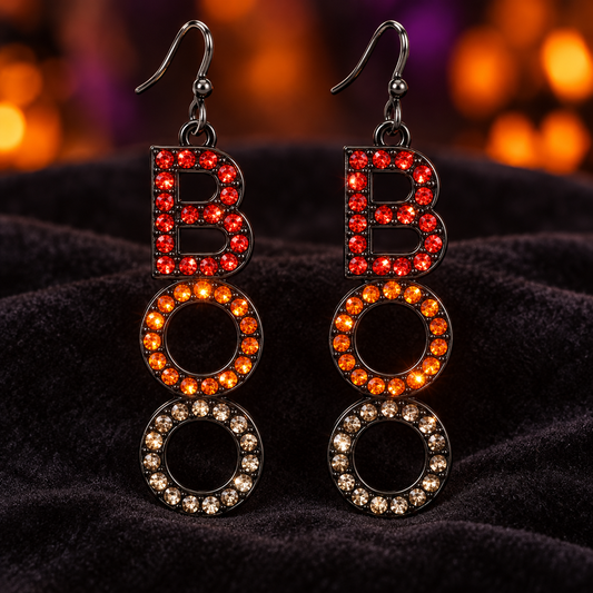 BOO Rhinestone Dangle Earrings