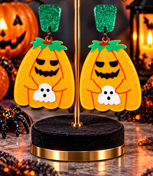 Pumpkin & Ghost Dangle Earrings